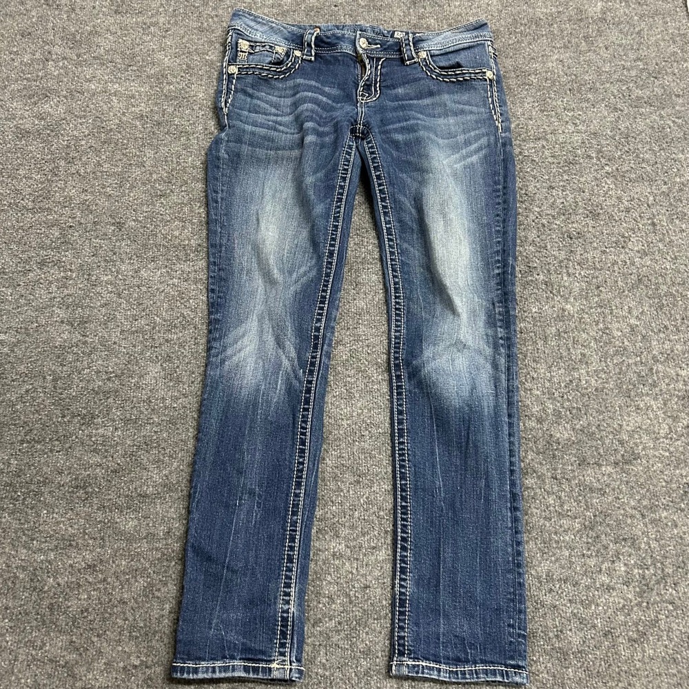 Miss Me Jeans Womens Size 30 Blue Signature Skinny Embellished JS5014S111 Denim